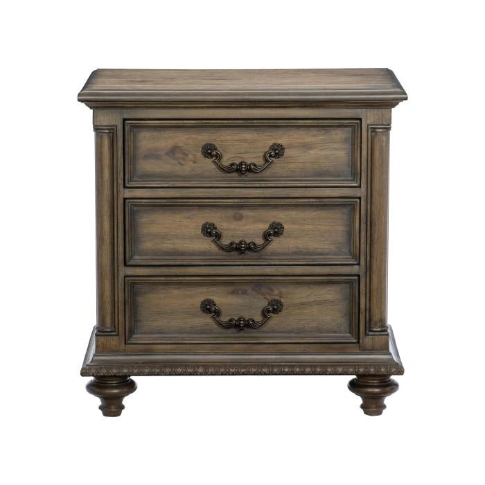 Rachelle 3 Drawer Nightstand in Weathered Pecan 1693-4