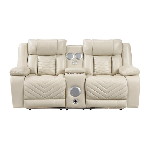 Huron-Power Double Reclining Love Seat with Center Console, Wireless Speakers, LED and Charging Ports image
