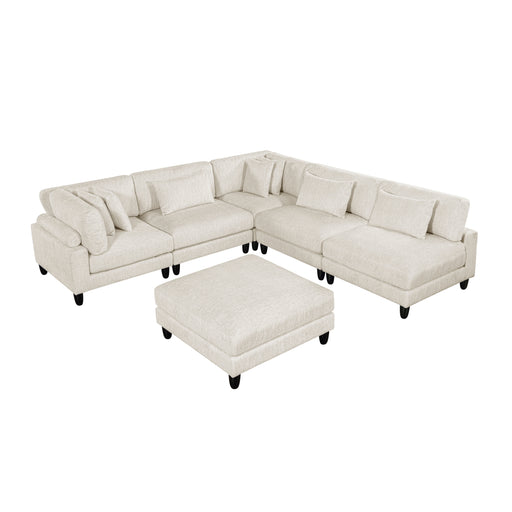 ;Robstown-(6)6-Piece Modular Sectional with Ottoman image