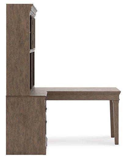 Janismore Weathered Gray 4-Piece Bookcase Wall Unit with Desk
