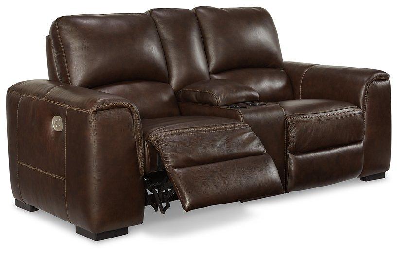 Alessandro Walnut Power Reclining Loveseat with Console