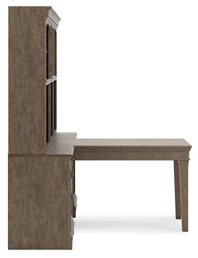 Janismore Weathered Gray 6-Piece Bookcase Wall Unit with Desk