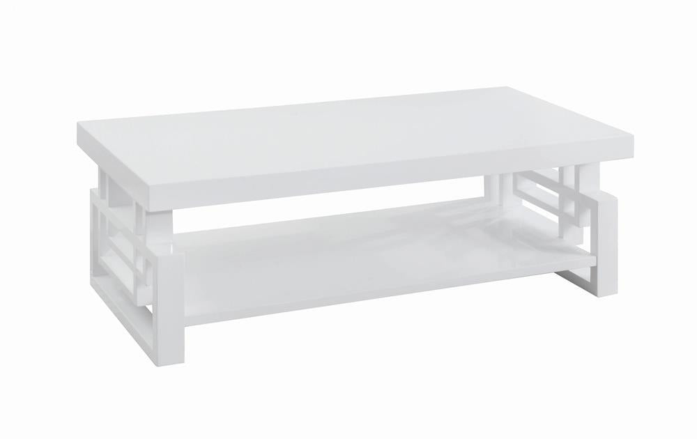 Transitional Glossy White Coffee Table