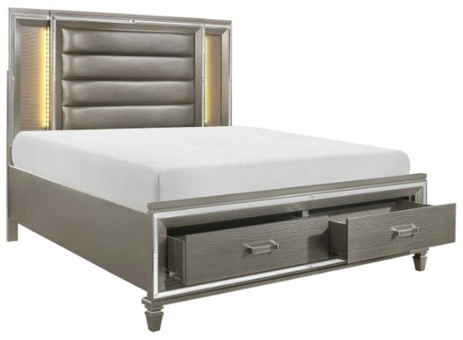 Homelegance Tamsin Queen Upholstered Storage Bed in Silver Grey Metallic 1616-1*