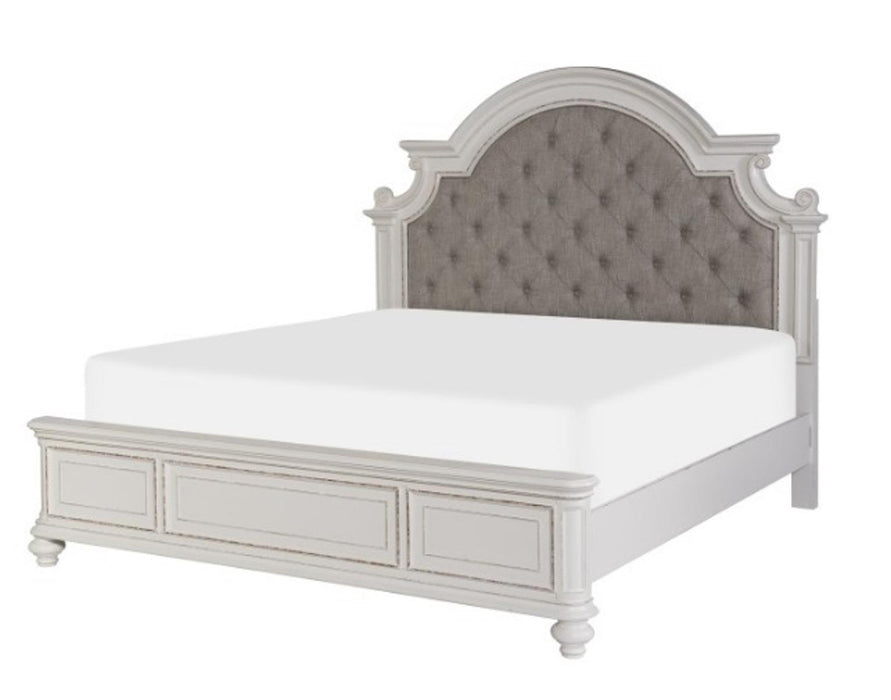 Homelegance Baylesford King Upholstered Panel Bed in Antique White 1624KW-1EK*