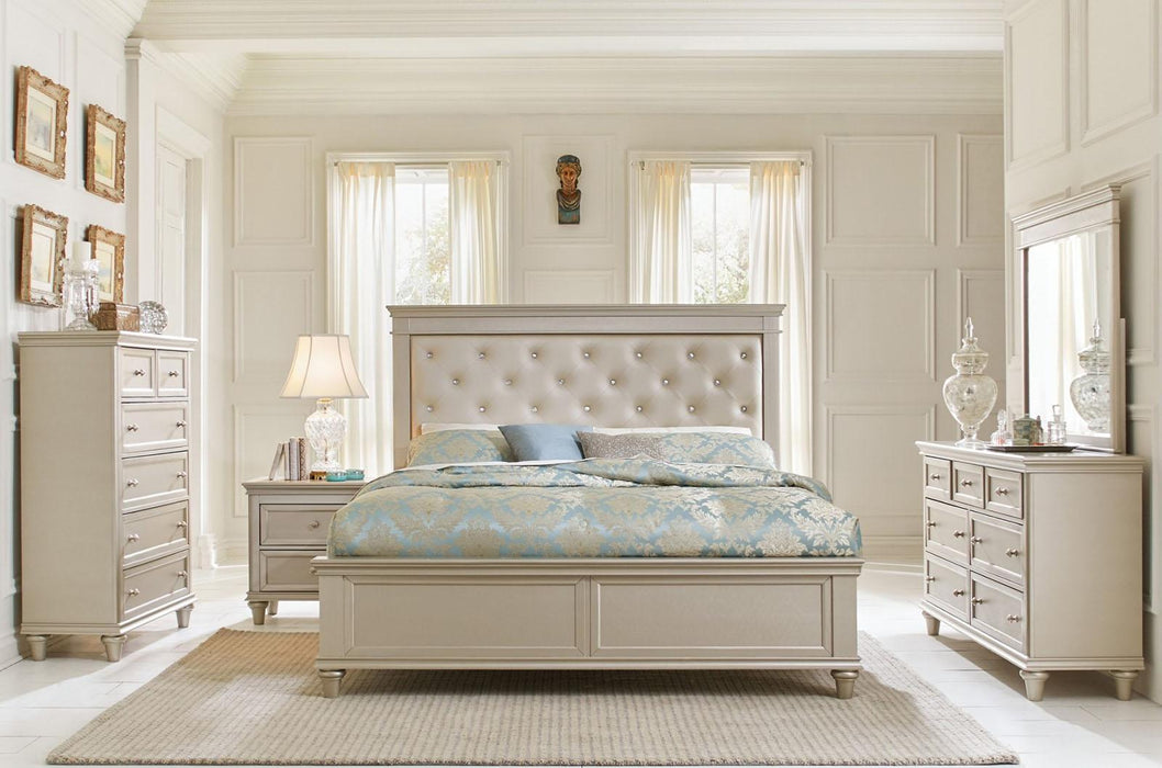 Homelegance Celandine King Panel Bed in Pearl/Silver 1928K-1EK*