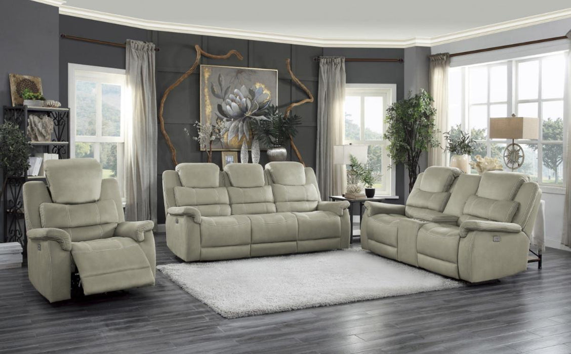 Homelegance Furniture Shola Power Double Reclining Sofa in Gray