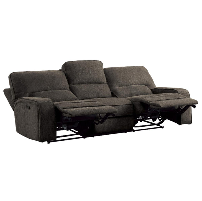 Homelegance Furniture Borneo Power Double Reclining Sofa in Chocolate