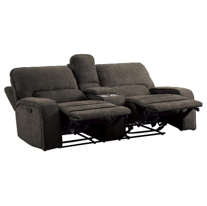 Homelegance Furniture Borneo Power Double Reclining Loveseat in Chocolate