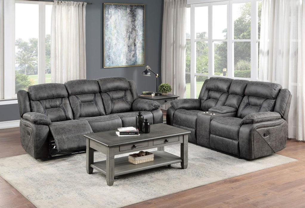 Homelegance Furniture Madrona Hill Double Reclining Loveseat in Gray 9989GY-2