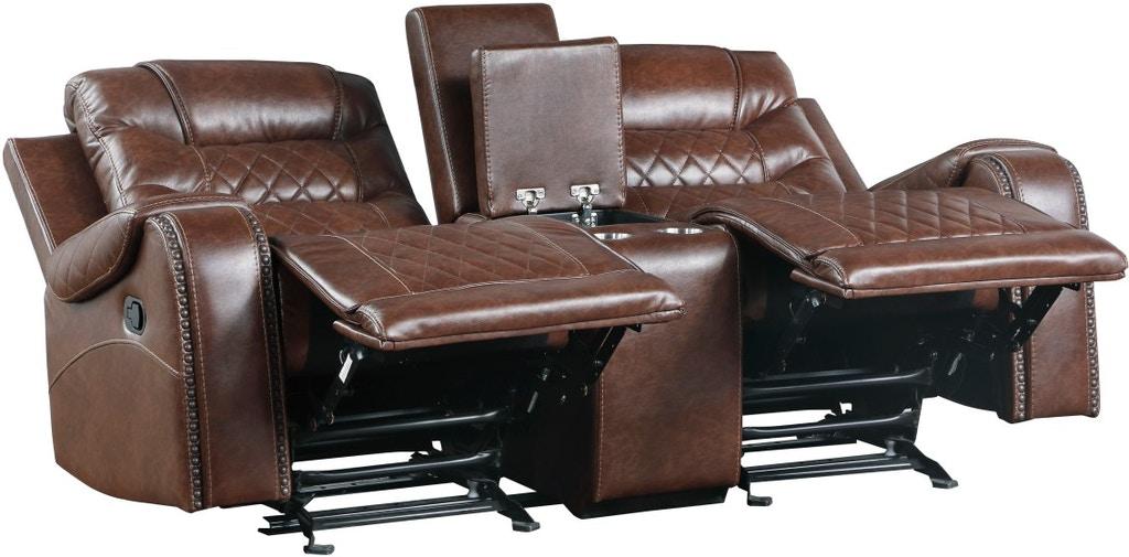 Putnam Double Glider Reclining Loveseat in Brown 9405BR-2