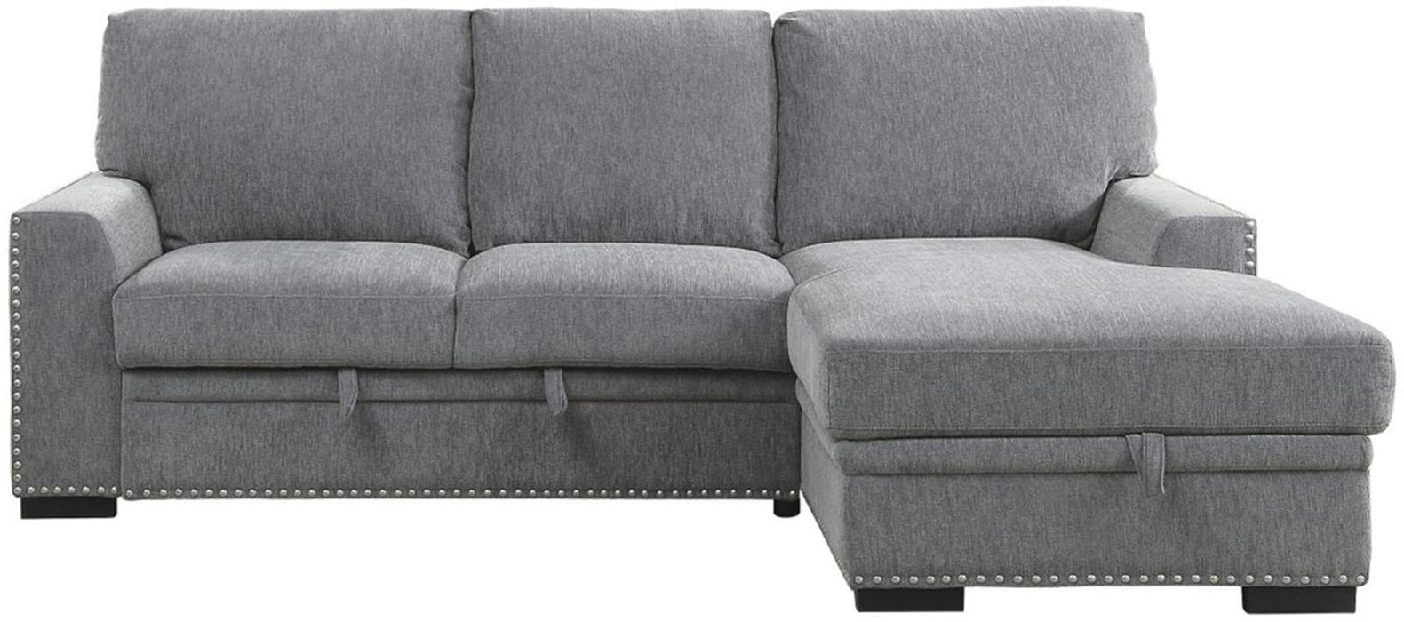 Morelia 2pc Sectional with Pull Out Bed and Right Chaise in Dark Gray 9468DG2RC2L