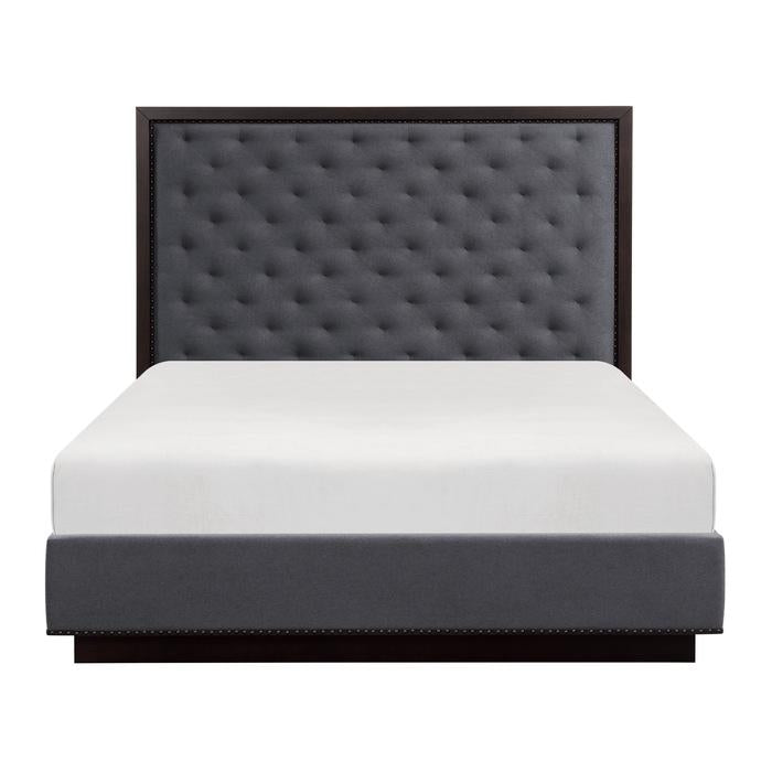 Larchmont Queen Upholstered Platform Bed in Charcoal 5424-1