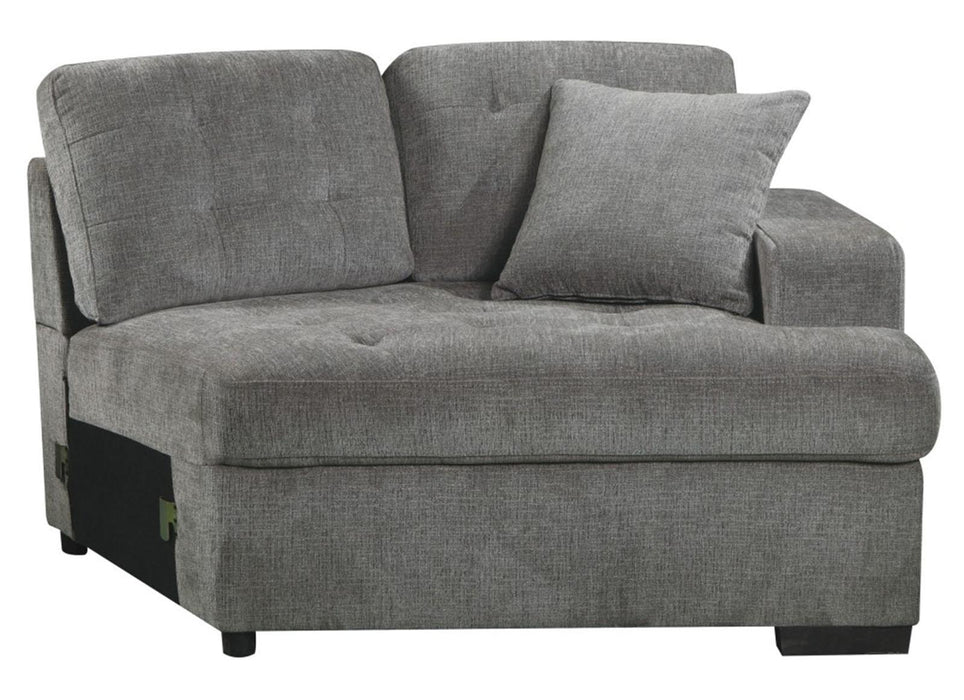 Logansport Right Side Cuddler with 1 Pillow in Gray 9401GRY-RU