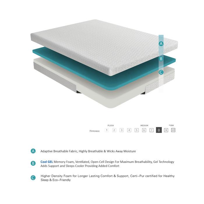 MT-G08T - 8" Twin Gel-Infused Memory Foam Mattress