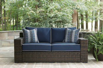 Grasson Lane Grasson Lane Nuvella Loveseat and 2 Lounge Chairs with Fire Pit Table