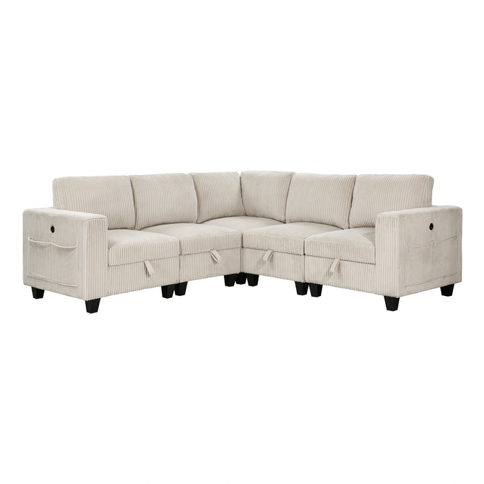 Walterboro-(5)5-Piece Sectional with Storage, Storage Pouches and Charging Ports image