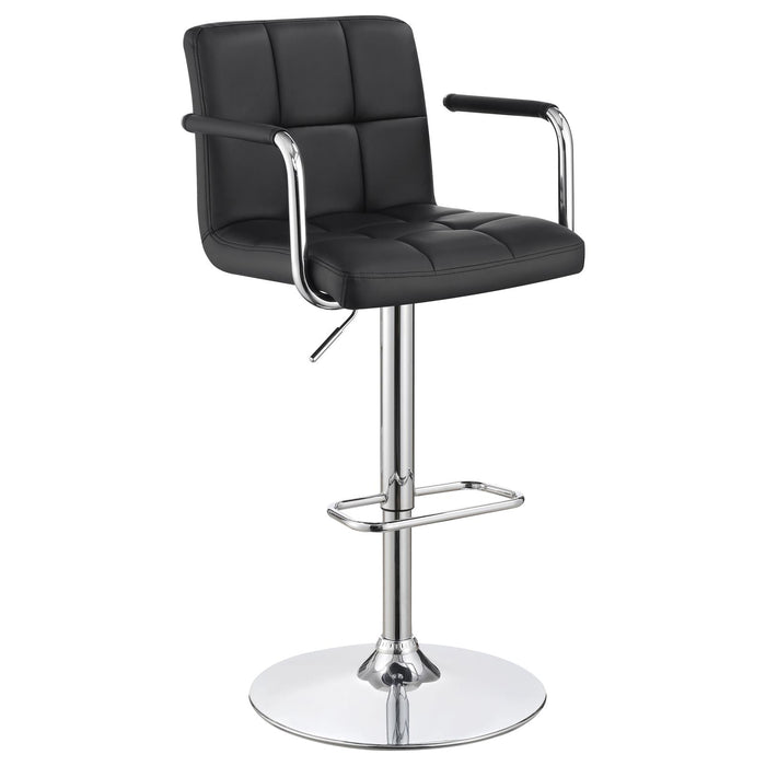 G121095 Contemporary Black and Chrome Adjustable Bar Stool with Arms image