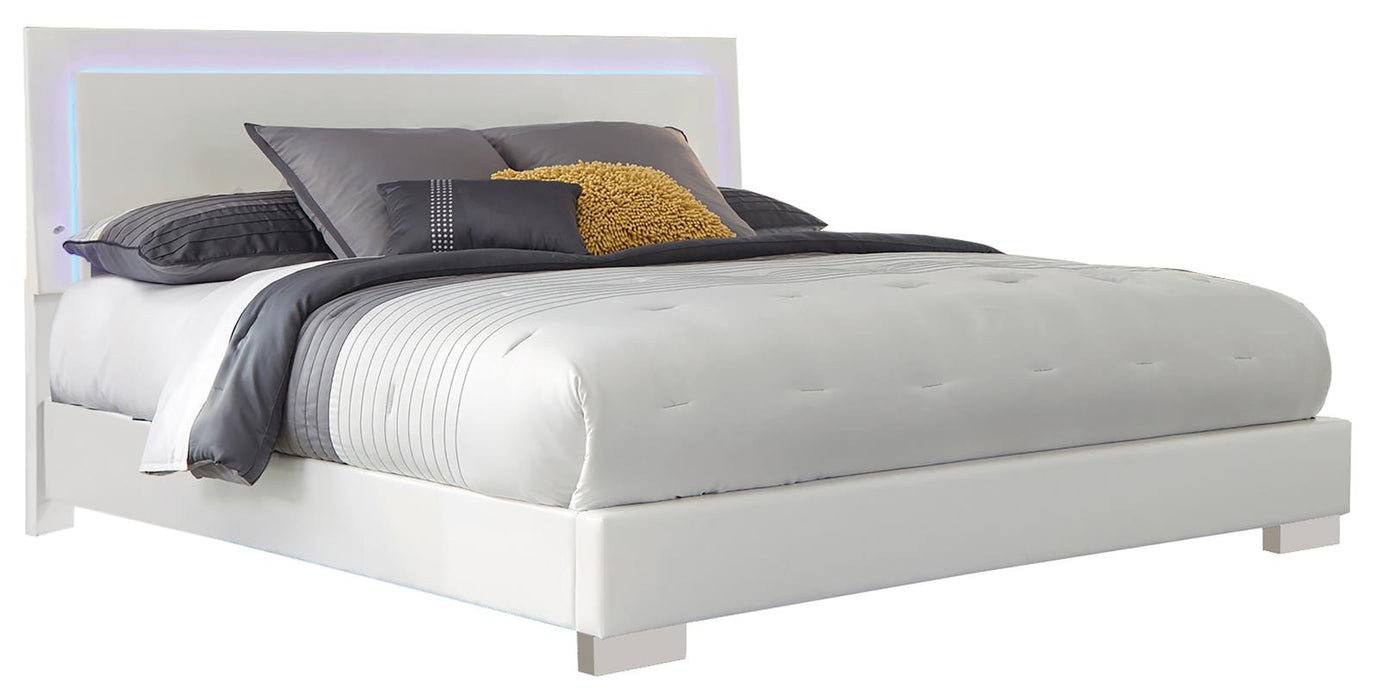 Felicity Contemporary Glossy White Lighted Eastern King Bed image