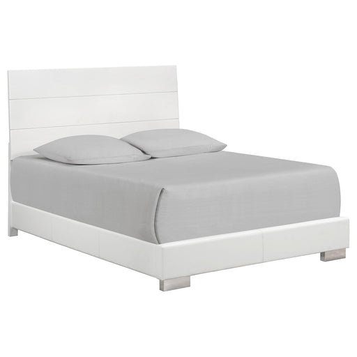Felicity Contemporary Glossy White Queen Bed image