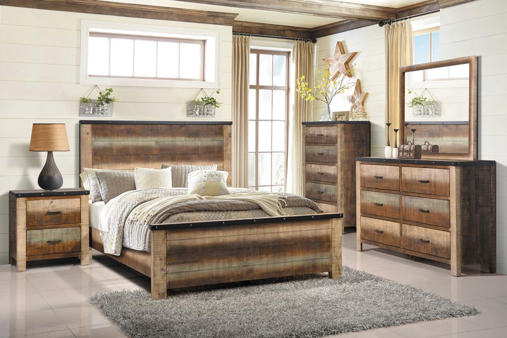 Sembene Bedroom Rustic Antique Multi Color Queen Five Piece Set image