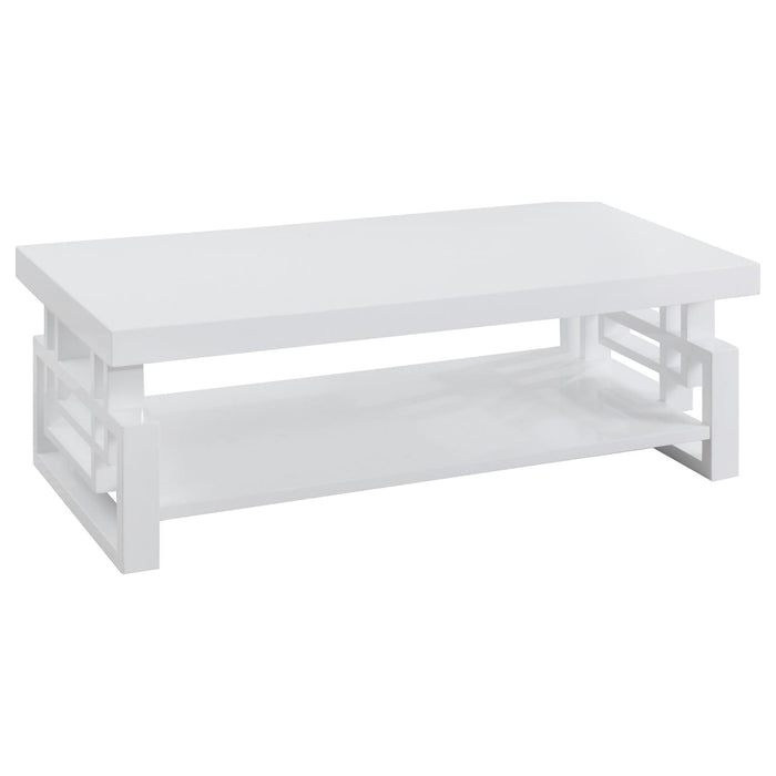 Transitional Glossy White Coffee Table image