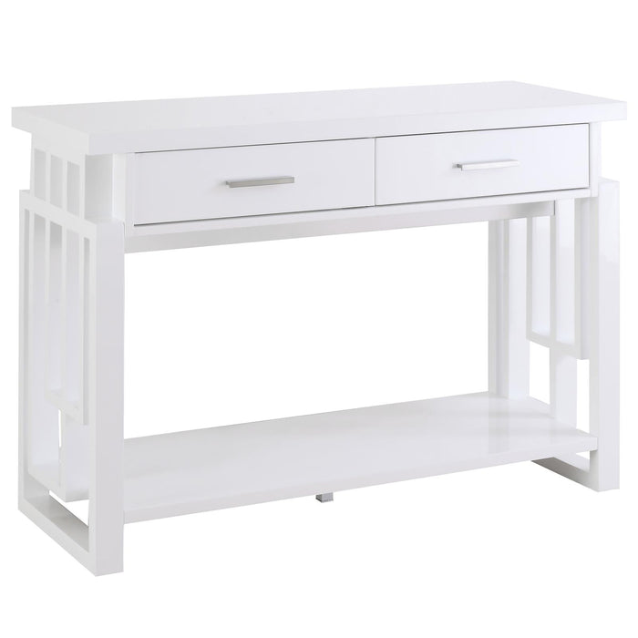 Transitional Glossy White Sofa Table image
