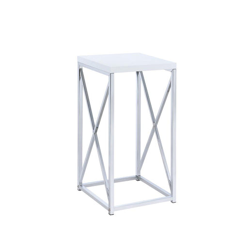 G930014 Contemporary Glossy White and Chrome Accent Table image
