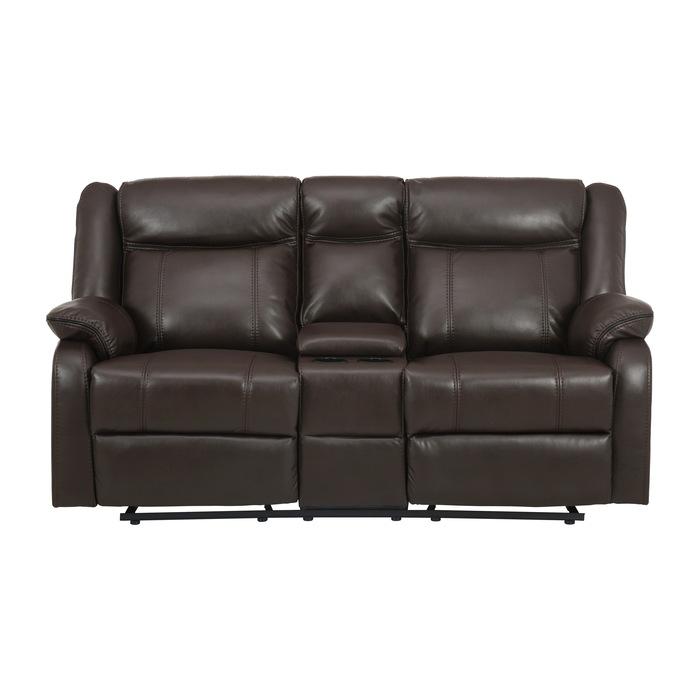 Homelegance Furniture Jude Double Glider Recliner Loveseat in Brown 8201BRW-2 image