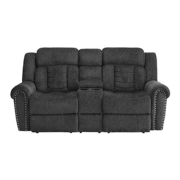Homelegance Furniture Nutmeg Double Reclining Loveseat in Charcoal Gray 9901CC-2 image