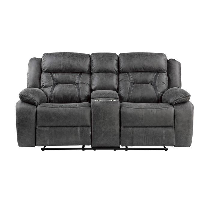 Homelegance Furniture Madrona Hill Double Reclining Loveseat in Gray 9989GY-2 image